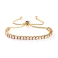 Bracciale tennis dorato da donna 3mm regolabile zircone cristallo brillante gioiello da polso - Colore Oro Pietra Champagne e Bianca