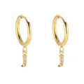 Pendientes de aro con letras de oro 18K retro francés, aretes iniciales de acero inoxidable - Letra J / Dorado