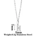 Stainless Steel Zircon Letter H Pendant Necklace Minimalist Initial Clavicle Chain Variant - Letter H / Steel