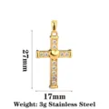 Gold Stainless Steel Cross Pendant Zirconia Heart Charm for DIY Necklace Jewelry Making - Cross Gold