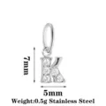 Stainless steel letter K pendant charm with sparkling zirconia stones for DIY jewelry making. - Letter K / Steel