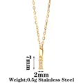 Stainless steel initial letter necklace with sparkling zirconia, dainty 7mm pendant for women. - Letter I / Gold