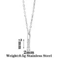 Stainless Steel Letter I Zirconia Pendant Necklace Minimalist Fashion Clavicle Chain - Letter I / Steel