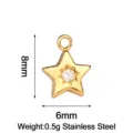 Stainless steel star pendant charm with clear zircon, 8x6mm size for DIY handmade jewelry. - Star / Gold