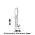 Stainless steel letter L pendant charm with sparkling cubic zirconia for DIY jewelry making. - Letter L / Steel