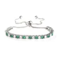 Bracciale tennis in acciaio inox con zirconi verdi bianchi elegante regolabile donna. - Colore Acciaio Pietra Verde e Bianca