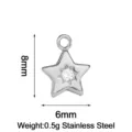 Stainless Steel Star Pendant Cubic Zirconia Charm 8x6mm DIY Jewelry Making Accessory - Star / Steel
