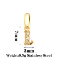Stainless steel letter L pendant with three cubic zirconias, 7mm size, elegant and durable. - Letter L / Gold