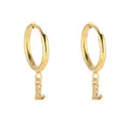 Pendientes de aro letra L de acero dorado, joyería colgante con circón elegante. - Letra L / Dorado