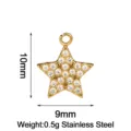 Gold stainless steel star pendant with full sparkling cubic zirconia stones, 10x9mm size. - Full Rhinestone Star / Gold