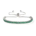 Bracciale Tennis Zircone Verde Catena Scorrevole in Acciaio Inossidabile 3mm Donna - Colore Acciaio Pietra Verde