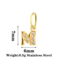 Gold stainless steel letter M pendant with sparkling cubic zirconia stones for DIY jewelry making. - Letter M / Gold