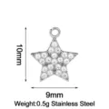 Stainless Steel Star Pave Zirconia Pendant DIY Charm Jewelry Making Accessories 10x9mm - Full Rhinestone Star / Steel