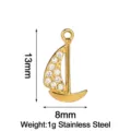 Stainless Steel Zircon Sailboat Pendant Charm for DIY Jewelry Making Necklace Earrings - Sailboat / Gold