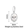Stainless steel oval rhinestone pendant charm for DIY handmade jewelry making accessories 12x8mm - Oval Style A Clear Zircon White