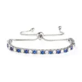 Bracciale tennis regolabile in argento con zirconi cubici blu e trasparenti alternati. - Colore Acciaio Pietra Blu e Bianca