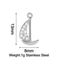 Stainless Steel Sailboat Zircon Pendant 13x8mm DIY Necklace Jewelry Accessory Parts - Sailboat / Steel