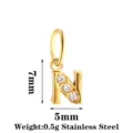 Gold stainless steel letter N pendant with cubic zirconia charms DIY necklace jewelry making accessories - Letter N / Gold