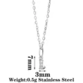 Stainless steel letter L pendant necklace with cubic zirconia, minimalist dainty jewelry. - Letter L / Steel