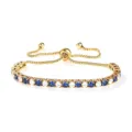 Bracciale tennis placcato oro con zirconi cubici blu e bianchi e chiusura regolabile. - Colore Oro Pietra Blu e Bianca