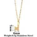 Gold stainless steel letter M pendant necklace with sparkling cubic zirconia initial charm. - Letter M / Gold