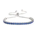 Bracciale tennis scorrevole argentato con pietre di zircone cubico blu scintillanti. - Colore Acciaio Pietra Blu