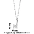 Dainty stainless steel letter M pendant necklace sparkling cubic zirconia initial gems. - Letter M / Steel