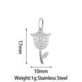 Stainless steel flower pendant silver white cubic zirconia necklace accessory - Tulip White