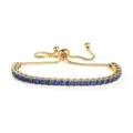 Bracciale tennis placcato oro elegante con zirconi blu e chiusura scorrevole regolabile. - Colore Oro Pietra Blu