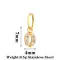 Gold Stainless Steel Letter O Zirconia Pendant DIY Necklace Earring Jewelry Accessory Part - Letter O / Gold