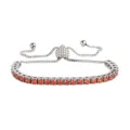 Elegant red cubic zirconia tennis bracelet with adjustable heart slider for women. - 3MM Steel Color Heart Clasp Red