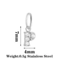 Stainless steel letter P pendant zircon charm for DIY necklace jewelry making accessories - Letter P / Steel