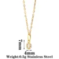 Gold stainless steel letter O pendant necklace with sparkling cubic zirconia, lightweight fashion jewelry. - Letter O / Gold
