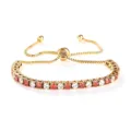 Bracciale Tennis Zircone Oro Regolabile Multicolore Cristallo Catena Scorrevole 3mm - Colore Oro Pietra Rossa e Bianca