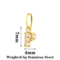Gold stainless steel letter P pendant necklace charm with sparkling cubic zirconia stones. - Letter P / Gold