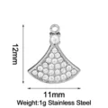 Stainless steel zircon fan pendant DIY fashion jewelry accessory 11x12mm charm - Little Skirt / Steel