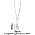 Stainless steel letter pendant necklace with sparkling zirconia, trendy clavicle chain jewelry. - Letter O / Steel