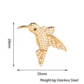 Stainless Steel Hummingbird Pendant With Rhinestone Animal DIY Jewelry Accessory 28mm - Hummingbird / Gold