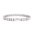 Square cut cubic zirconia tennis bracelet silver color purple crystal fashion jewelry - 16cm / 4MM Steel Color Square 2 White + 1 Light Purple