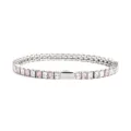 Stainless steel pink white cubic zirconia tennis bracelet for women men fashion gift - 16cm / 3MM Steel Color Square 1 White + 1 Pink