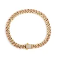 Gold cuban link bracelet with pink and white rhinestones, hip hop jewelry for men and women. - 16cm / Gold (Pink & White Rhinestone)