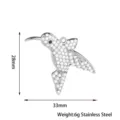 Stainless steel hummingbird pendant rhinestone crystal animal charm jewelry accessory 28x33mm - Hummingbird / Silver
