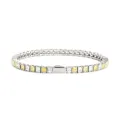 Stainless steel tennis bracelet featuring yellow and white square cubic zirconia stones. - 16cm / 3MM Steel Color Square 1 White + 1 Yellow