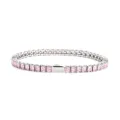 Pink Square Zirconia Stainless Steel Tennis Bracelet Elegant Fashion Jewelry Accessory Style - 16cm / 3MM Steel Color Square Pink