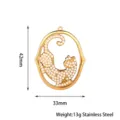 Stainless Steel Rhinestone Leopard Pendant 42x33mm DIY Fashion Jewelry Accessory Charm - Leopard Style A / Gold