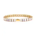 Gold 316L stainless steel square zirconia tennis bracelet, ice cut hip hop couple jewelry - 16cm / 4MM Gold Square 3 White + 1 Light Purple