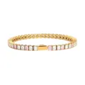 Bracelet Tennis en Acier Inoxydable Or Zircone Rose Blanc Chaîne à Maillons Bijou - Or 3MM Carré 2 Blanc + 1 Rose