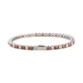Stainless Steel Tennis Bracelet Red Cubic Zirconia Hip Hop Chain Jewelry Variant Sku - 16cm / 3MM Steel Color Round 1 White Zirconia + 1 Red Zirconia