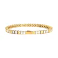 Gold stainless steel square cubic zirconia tennis bracelet stylish hip hop jewelry for women - 3MM Gold Color Square 2 White + 1 Yellow