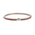 Stainless steel tennis bracelet with sparkling red cubic zirconia stones and secure box clasp. - 16cm / 3MM Steel Color Round Red Zirconia
